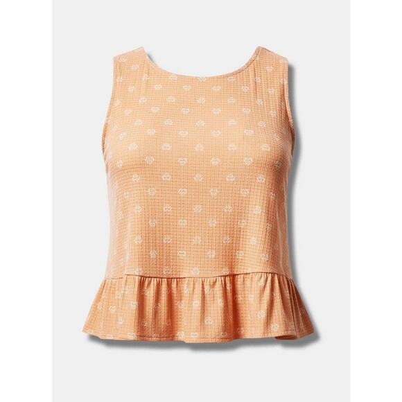 Torrid 2X 2 18-20 Texture Knit High Neck Ruffle Crop Top - Picture 2 of 3